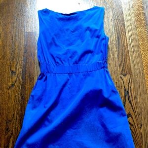 Theory blue cotton sateen dress size 0 with pockets and zip closure